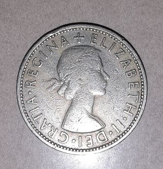 Moneta da 2 scellini inglesi del 1960