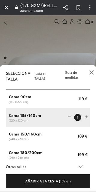 Nórdico de plumón + funda ZARA home cama 1,35m