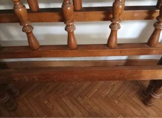 Cabecero y piecero cama madera maciza antigüo