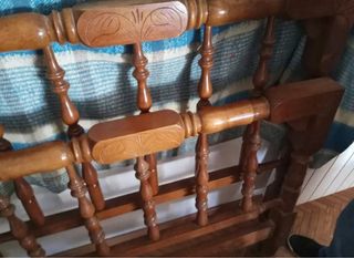 Cabecero y piecero cama madera maciza antigüo