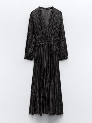 vestido de rayas metalizadas ZARA