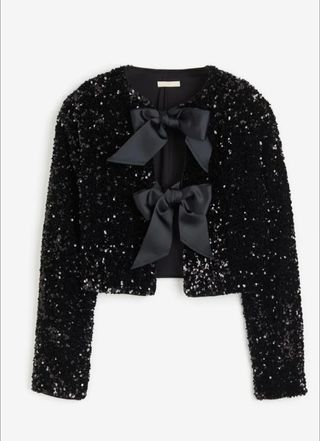 Chaqueta de lentejuelas y lazos HyM