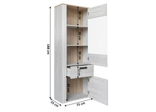 Vitrina Armario Sena 2 Puertas y 1 Cajon