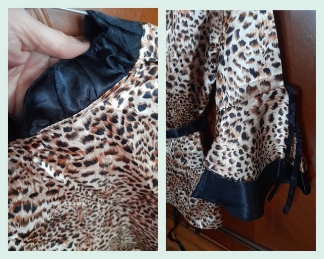 Bata corta tipo kimono de raso. Talla S/M