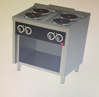 COCINA ELÉCTRICA INDUSTRIAL 4 FUEGOS CON SOPORTE