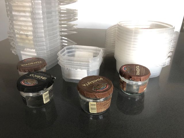 Táper fiambreras y botes de cristal pequeños
