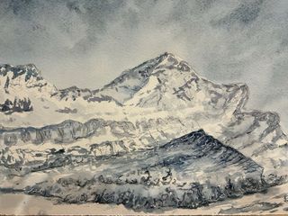 pintura Acuarela original montaña