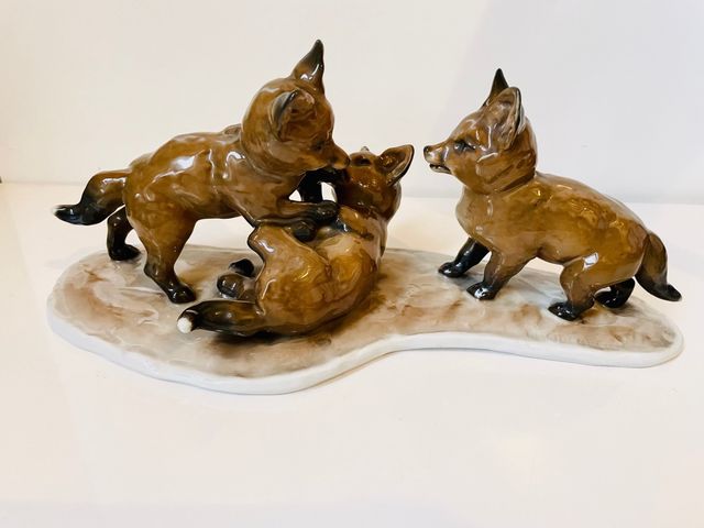 ROSENTHAL Grupo figuras zorros cerámica 