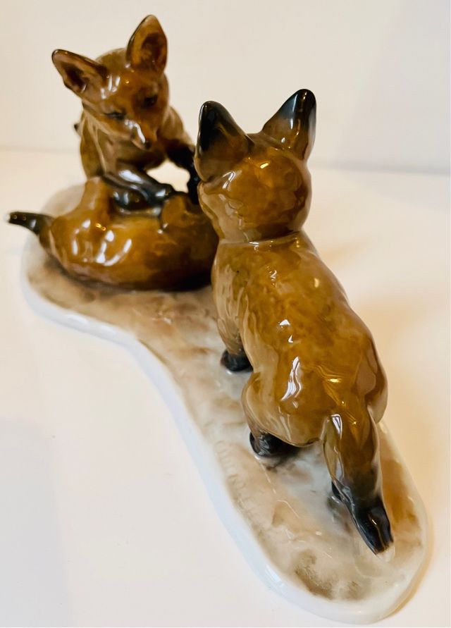 ROSENTHAL Grupo figuras zorros cerámica 
