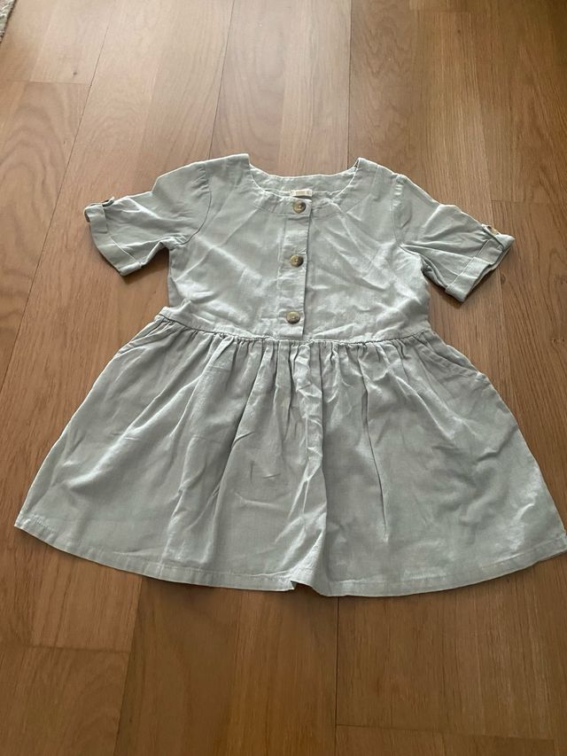 vestido niña verde empolvado de lino tall 5