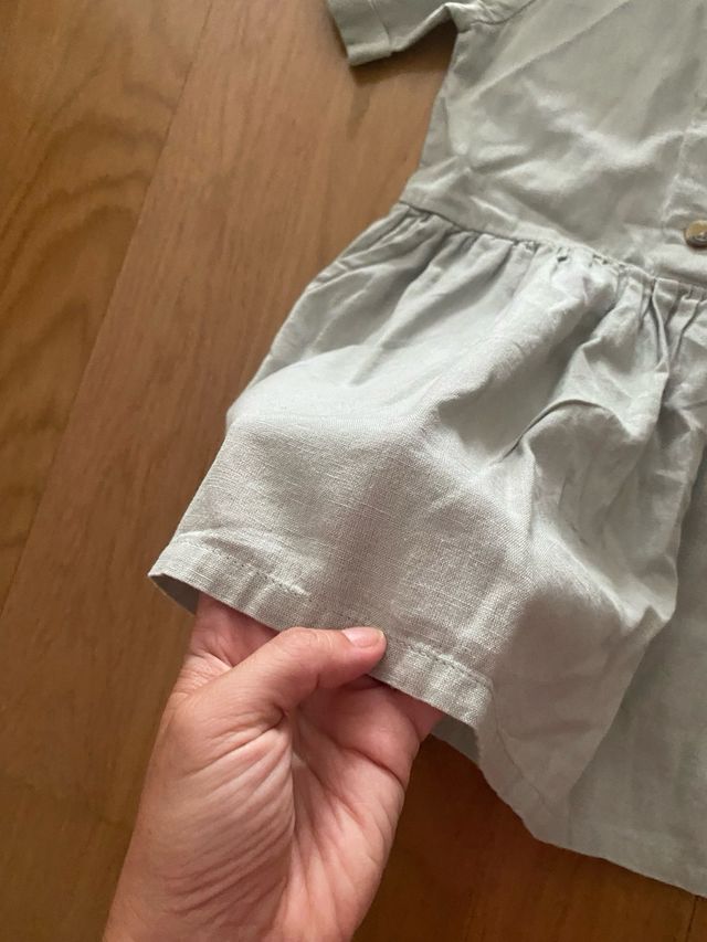 vestido niña verde empolvado de lino tall 5