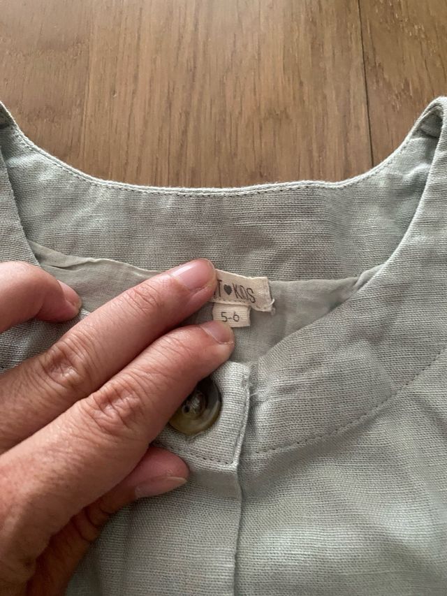 vestido niña verde empolvado de lino tall 5