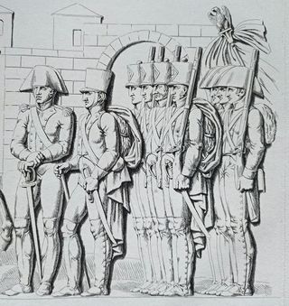 1810 Antiguo grabado Napoleón y la Grand Armee