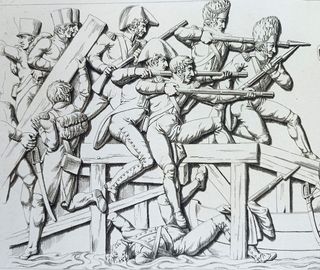 1810 Antiguo grabado Napoleón y la Grand Armee