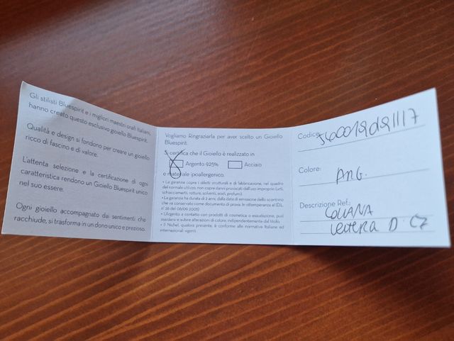 Collana in argento con lettera D