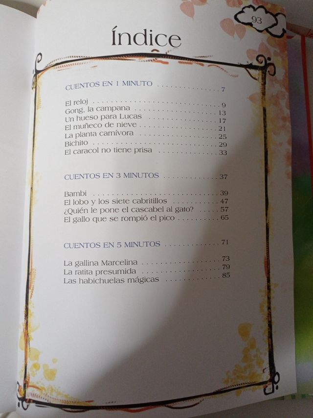 Cuento infantil,cuentos en 1,3 y 5 m.