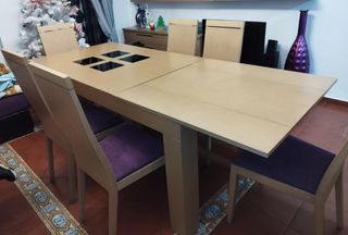 EXCELENTE MESA DE MADERA CON 6 SILLAS