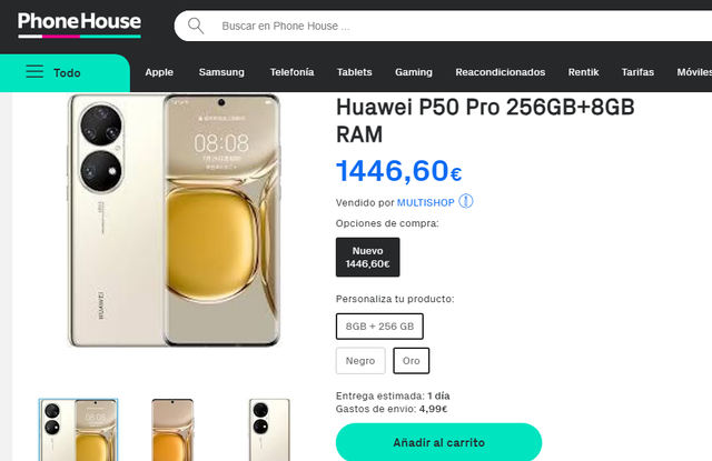 TELEFONO CELLULARE HUAWEI P50 PRO 256GB 64MPX COME NUOVO.