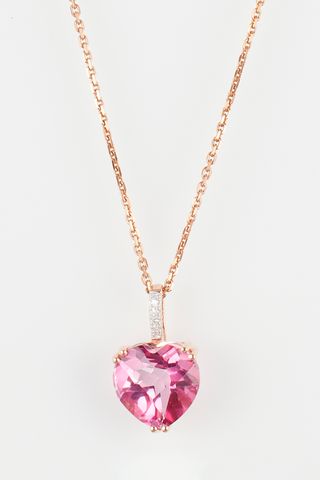 COLGANTE ORO ROSA, DIAMANTES Y TOPACIO