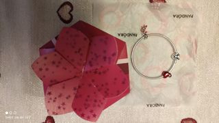 Plata de ley.PANDORA pulsera+ 2 CHARMS 
