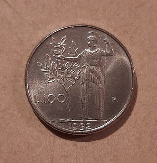 Moneta da 100 lire formato piccolo 1992