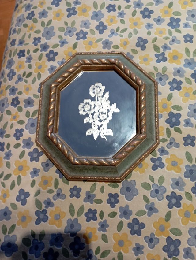 Dos cuadros de espejo con flores .