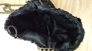 Bolso vintage de fiesta crochet y abalorios negro