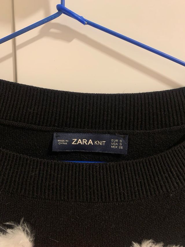 Jersey de punto ZARA plumas y estampado ojos