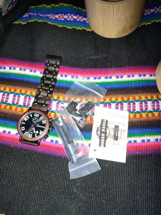 Reloj Madera, acero negro y Hardlex