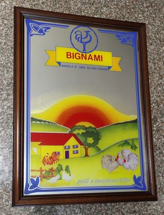 Specchio pubblicitario anni 80 cornice cm60 x 44,5