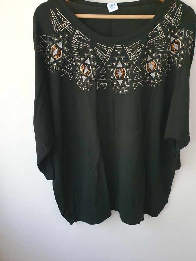 Blusa negra manga 3/4