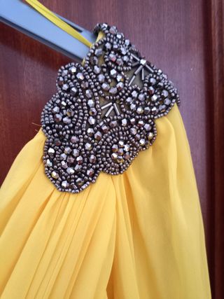 Vestido evento boda comunión amarillo limón EU 46