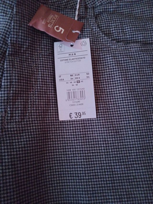 pantaloni Pied de Poule tg. 50 Pockets