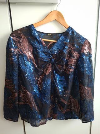 Completo lamé blusa e pantaloni in seta Maje