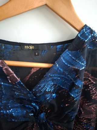 Completo lamé blusa e pantaloni in seta Maje