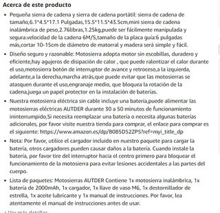 MOTOSIERRA INALAMBRICA MINI "AUTDER" BATERIA 21V