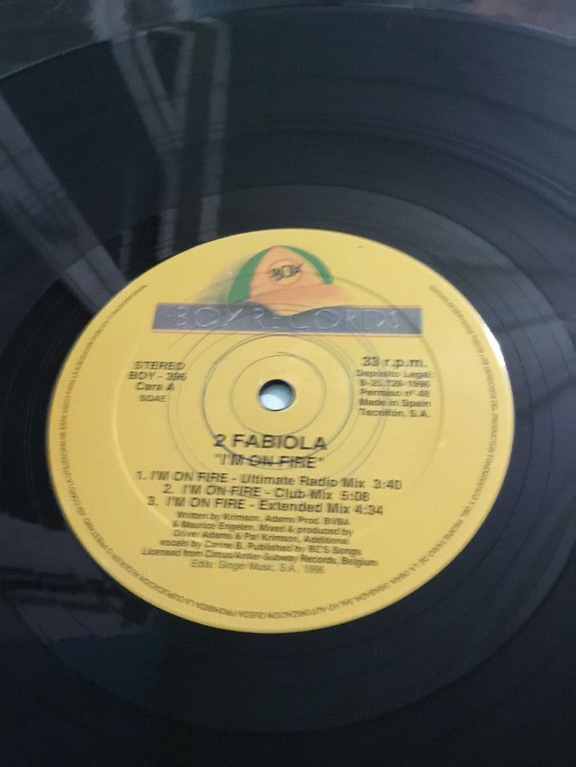 Vinilo dj Fabiola I’m on fire boy records trance