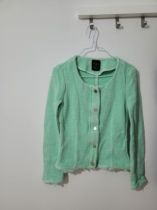 Chaqueta tweed mujer verde menta