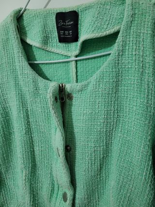 Chaqueta tweed mujer verde menta
