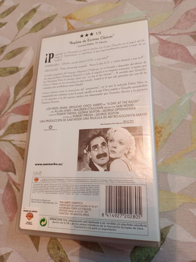 Lote 2 películas VHS Hermanos Marx