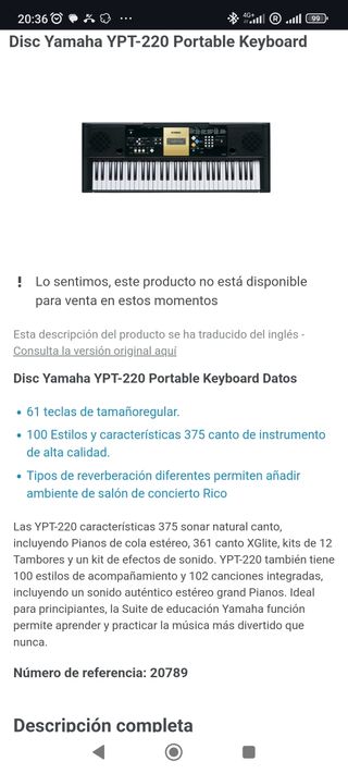 Teclado Yamaha YPT-220
