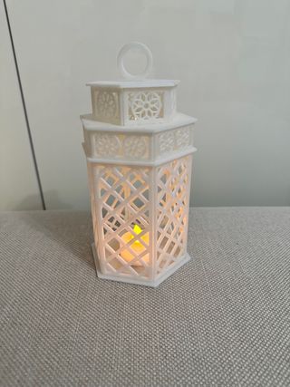 lanterna bianca in plastica con candela led