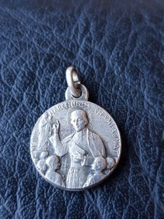 Antigua medalla plata Beato Marcelinus y Virgen
