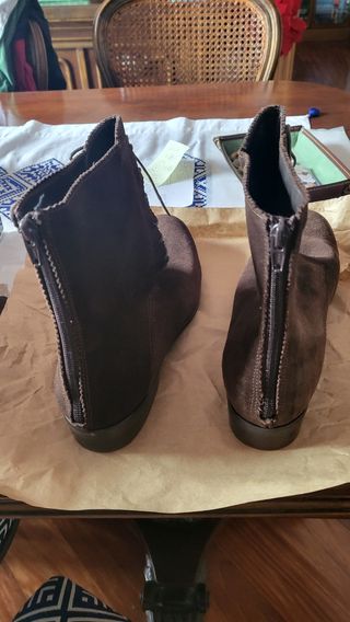 botines piel, cremallera trasera, talla 39
