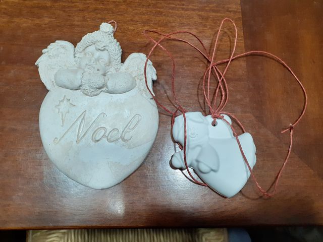 angeli angelo gesso decorazione Natale Noel cuore
