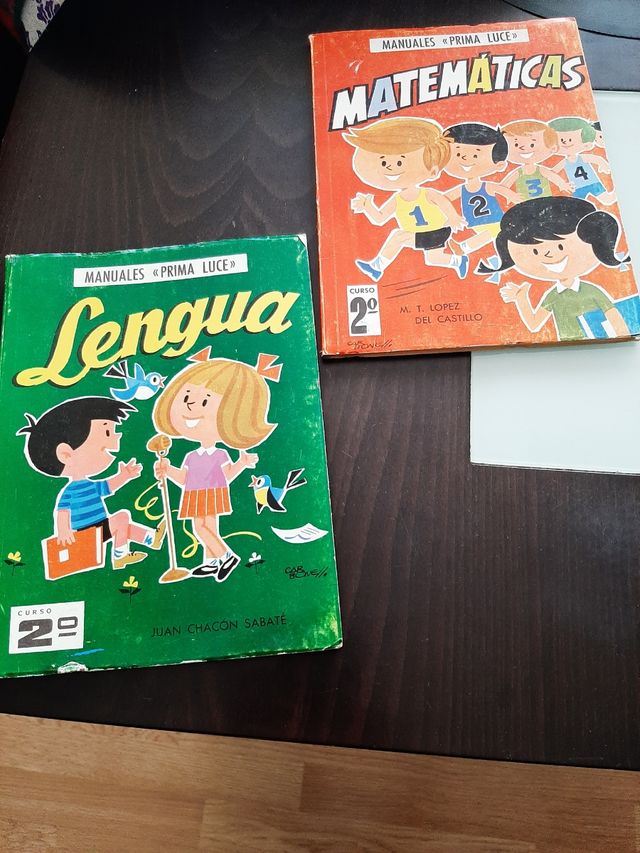 Lote 2 libros antiguos lengua y mate 2° de 1966