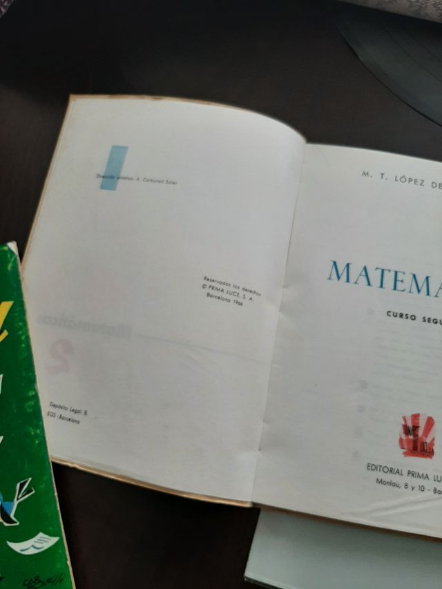 Lote 2 libros antiguos lengua y mate 2° de 1966