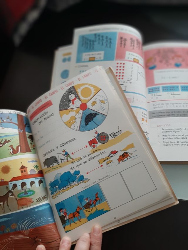 Lote 2 libros antiguos lengua y mate 2° de 1966