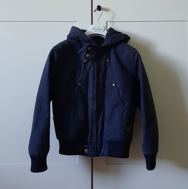 Giubbotto bomber nero imbottito bambino cappuccio