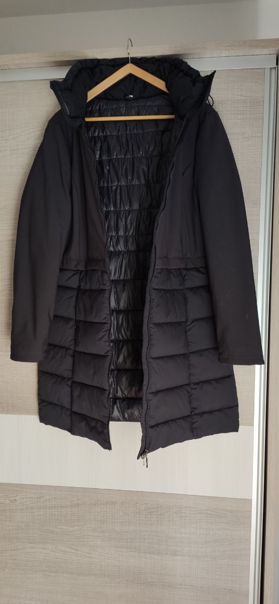 Abrigo plumifero mujer largo negro